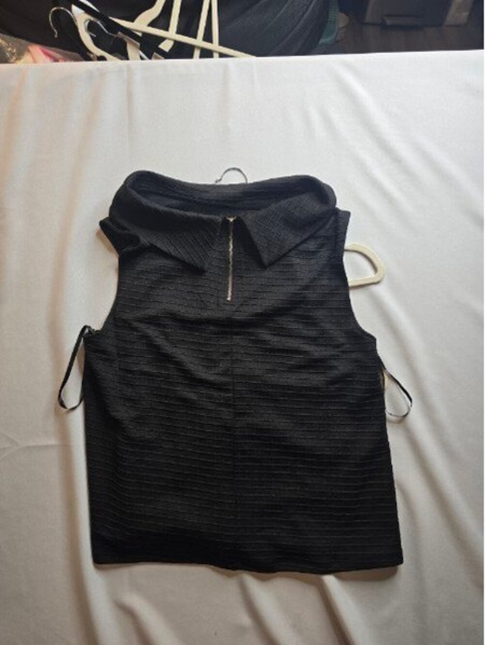 Sunny Girl Black Sleeveless Knit Top with Zip Collar NWT